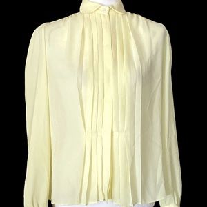 Vintage 80’s- pale pastel yellow, secretary Blouse